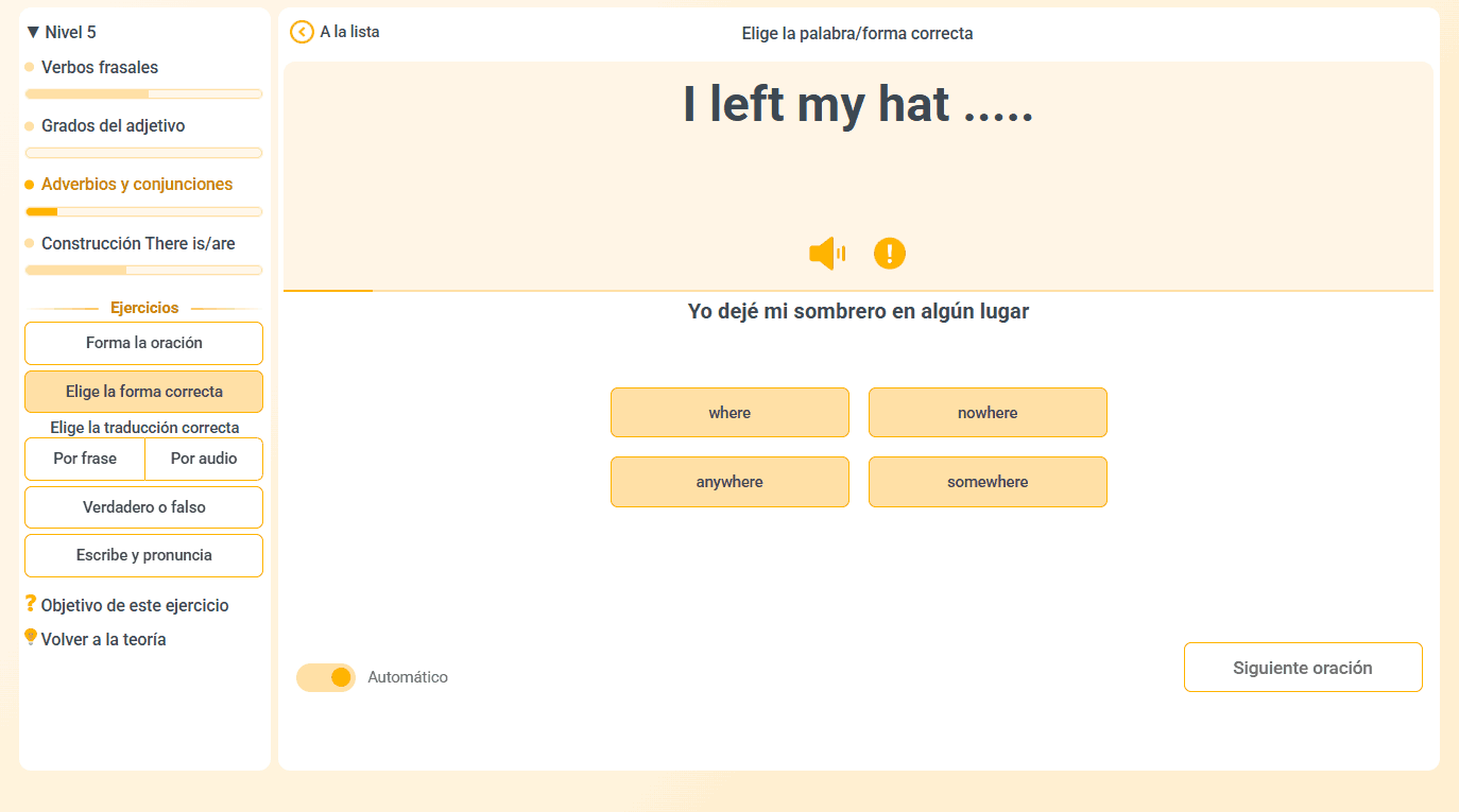 Ejercicios para reforzar la gramática