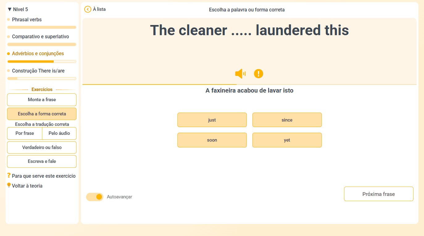 Exercícios para fixar a gramática